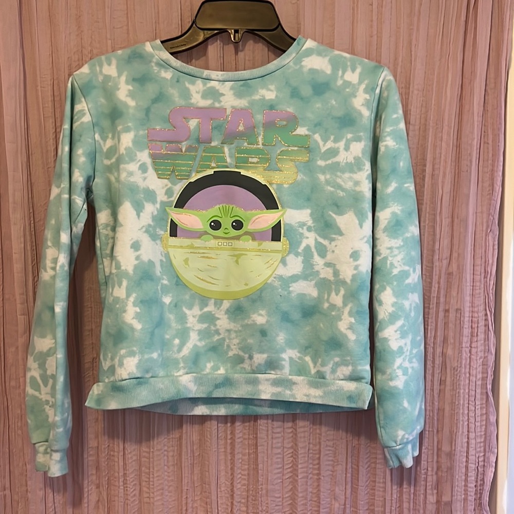 Star Wars Grogu blue tie dye sweatshirt